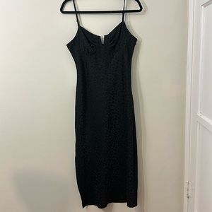 WAYF black midi cheetah print dress